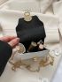 Mini Flap Square Bag Metal Decor Chain Strap