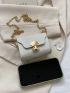 Mini Flap Square Bag Metal Decor Chain Strap