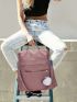 Medium Classic Backpack Quilted Pattern With Pom Pom Bag Charm