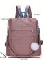 Medium Classic Backpack Quilted Pattern With Pom Pom Bag Charm