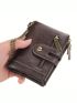 PU Small Wallet With Chain Stitching & Letter Detail