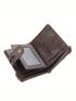 PU Small Wallet With Chain Stitching & Letter Detail