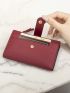 Litchi Embossed Slim Classic Card Holder With Zipper