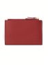 Litchi Embossed Slim Classic Card Holder With Zipper