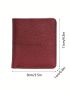 Genuine Leather Litchi Embossed Small Wallet Stitching Detail Bi-fold