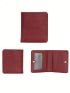 Genuine Leather Litchi Embossed Small Wallet Stitching Detail Bi-fold