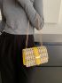 Mini Square Bag Houndstooth Pattern Chain Strap