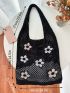 Fashion Hollow Out Design Flower Detail Crochet Bag Holiday Leisure Medium