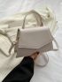 White Square Bag Top Handle Flap PU