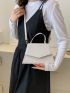 White Square Bag Top Handle Flap PU