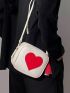 Mini Square Bag Heart Pattern Tassel Decor