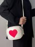 Mini Square Bag Heart Pattern Tassel Decor