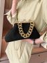 Black Square Bag Solid Color Chain Strap Kiss Lock