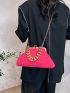 Hot Pink Square Bag Solid Color Chain Strap Kiss Lock