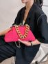 Hot Pink Square Bag Solid Color Chain Strap Kiss Lock