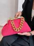 Hot Pink Square Bag Solid Color Chain Strap Kiss Lock