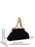 Black Square Bag Solid Color Chain Strap Kiss Lock