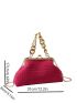 Hot Pink Square Bag Solid Color Chain Strap Kiss Lock