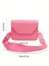 Mini Square Bag Funky Neon-pink Flap Adjustable Strap PU