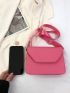 Mini Square Bag Funky Neon-pink Flap Adjustable Strap PU