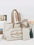 Small Shopper Bag Letter Print With Small Pouch