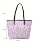 Flower Graphic Shoulder Tote Bag Small Double Handle