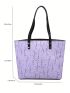 Flower Graphic Shoulder Tote Bag Small Double Handle