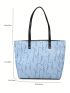 Flower Graphic Shoulder Tote Bag Small Double Handle