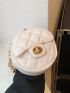 Quilted Circle Bag Mini Twist Lock Zipper