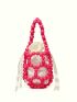 Beaded Satchel Bag With Inner Pouch