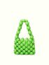 Beaded Satchel Bag Mini Top Handle Green