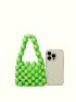 Beaded Satchel Bag Mini Top Handle Green