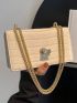 Crocodile Embossed Square Bag Mini Flap