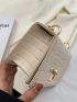 Crocodile Embossed Square Bag Mini Flap