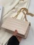 Crocodile Embossed Square Bag Mini Flap