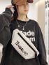 Letter Graphic Fanny Pack Zipper