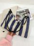 Striped Pattern Straw Bag Zipper