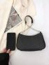 Minimalist Hobo Bag Small Zipper Black