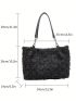 Medium Shoulder Tote Bag Black Double Handle For Daily