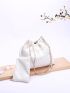 White Ruched Bag Drawstring Chain PU With Purse