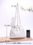 White Ruched Bag Drawstring Chain PU With Purse