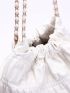 White Ruched Bag Drawstring Chain PU With Purse