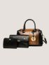 3pcs Bag Set Tote Clutch Bag Card Holder, Best Work Bag For Women