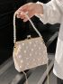 Faux Pearl Beaded Straw Bag Small Vacation