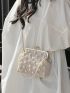 Faux Pearl Beaded Straw Bag Small Vacation