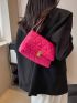 Small Flap Square Bag Quilted Pattern Neon Pink Funky