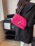 Small Flap Square Bag Quilted Pattern Neon Pink Funky