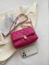 Small Flap Square Bag Quilted Pattern Neon Pink Funky