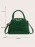 Crocodile Embossed Dome Bag Mini Zipper Green