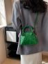 Crocodile Embossed Dome Bag Mini Zipper Green